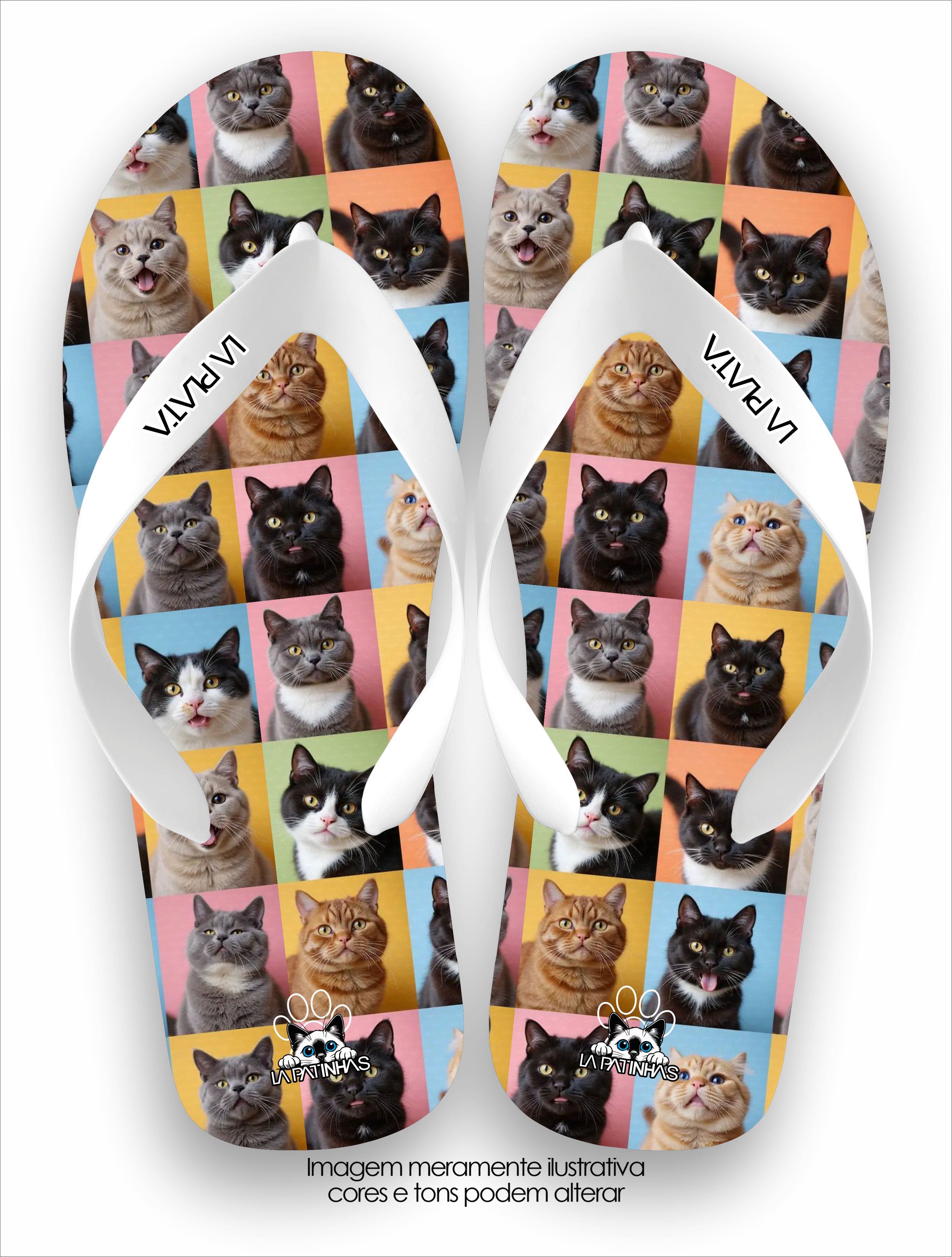 Chinelo Tradicional La Patinhas Cats Mosaico