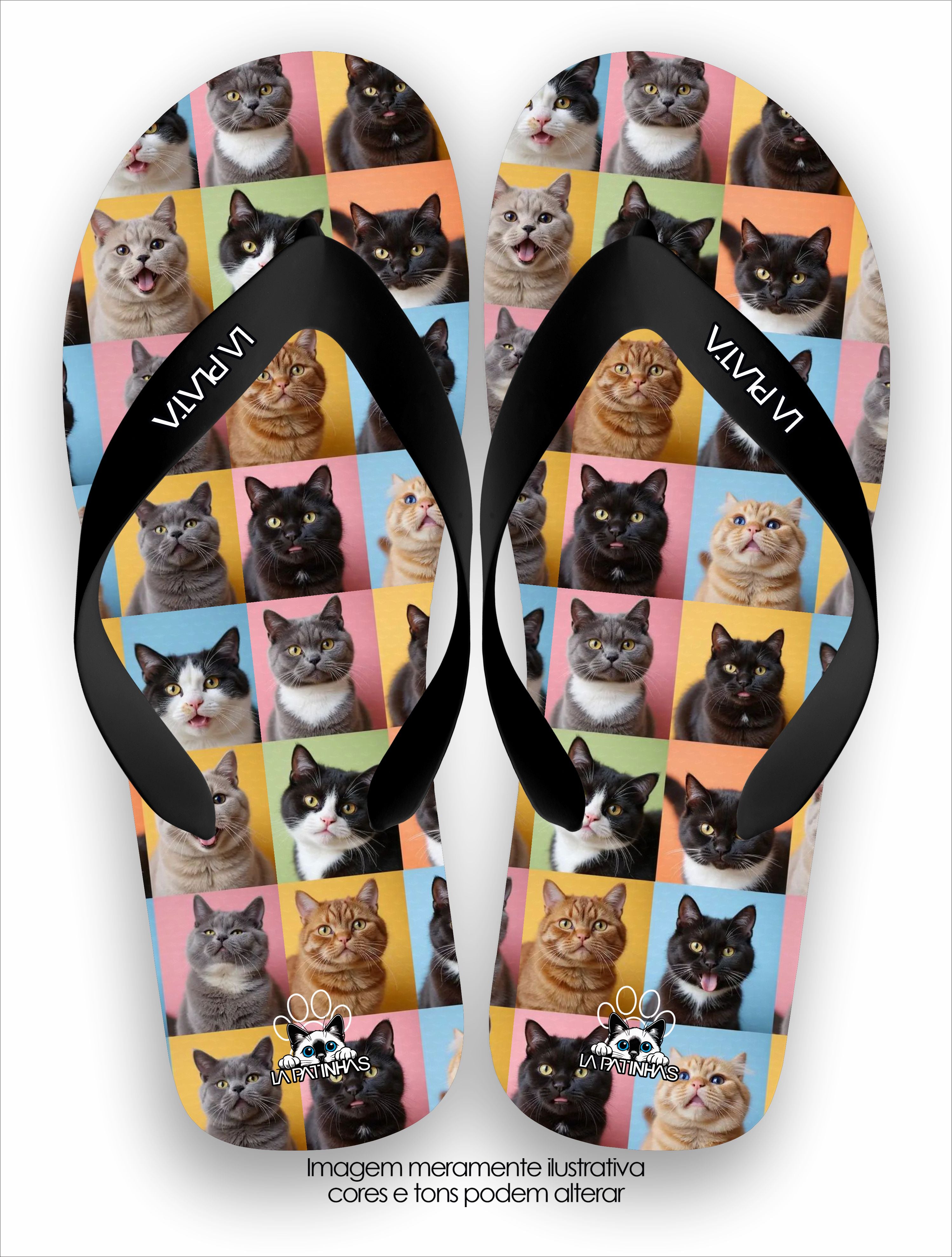 Chinelo Tradicional La Patinhas Cats Mosaico