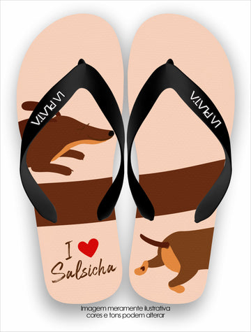 Chinelo Tradicional La Patinhas Dogs I Love Salsicha