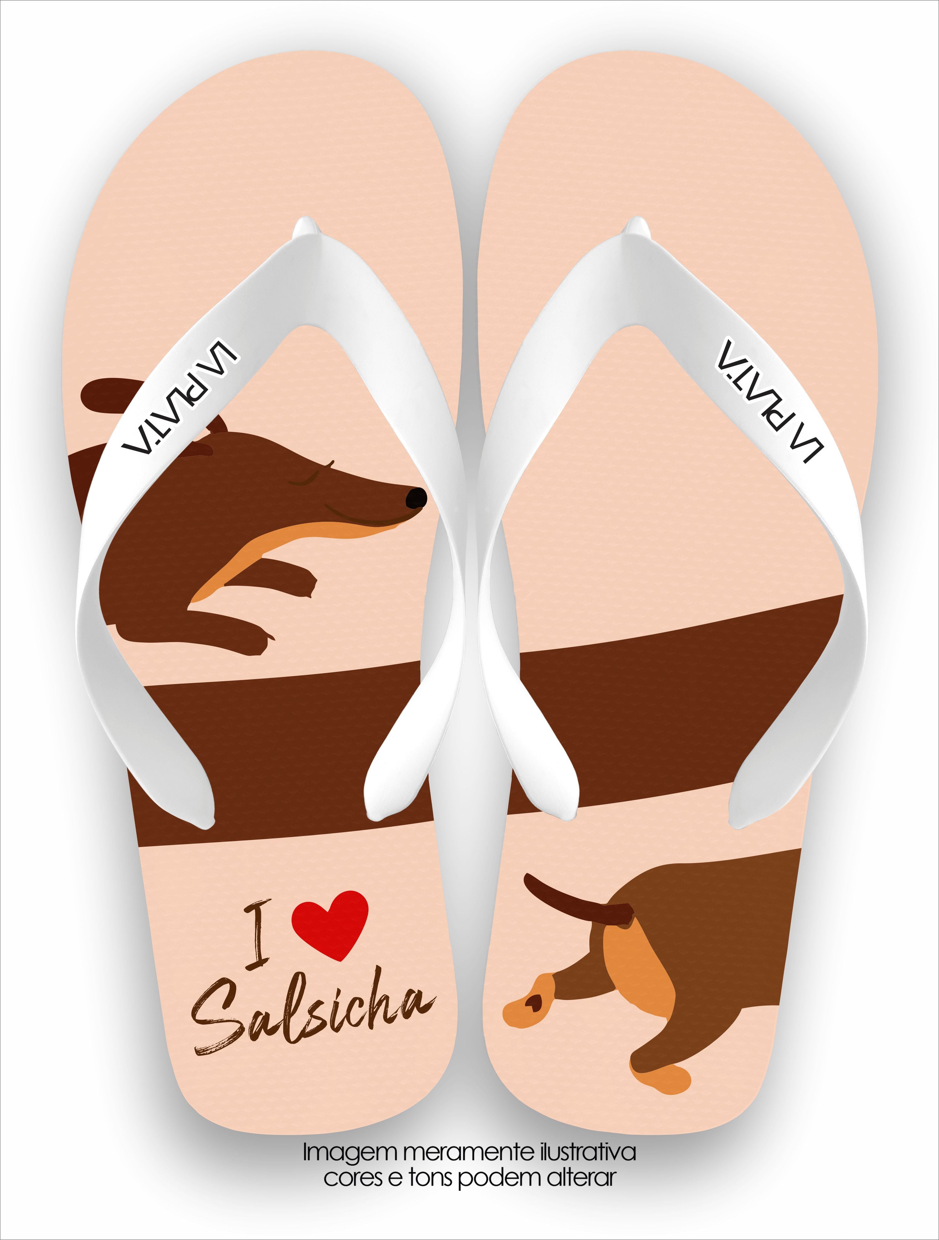 Chinelo Tradicional La Patinhas Dogs I Love Salsicha