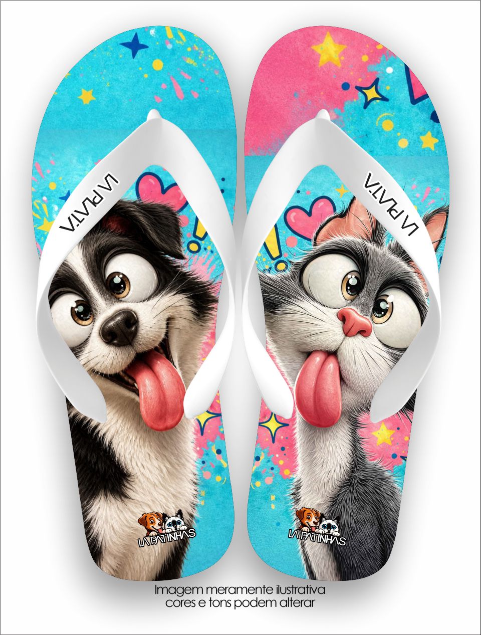 Chinelo Tradicional La Patinhas Dogs Cães e Gatos Amigos
