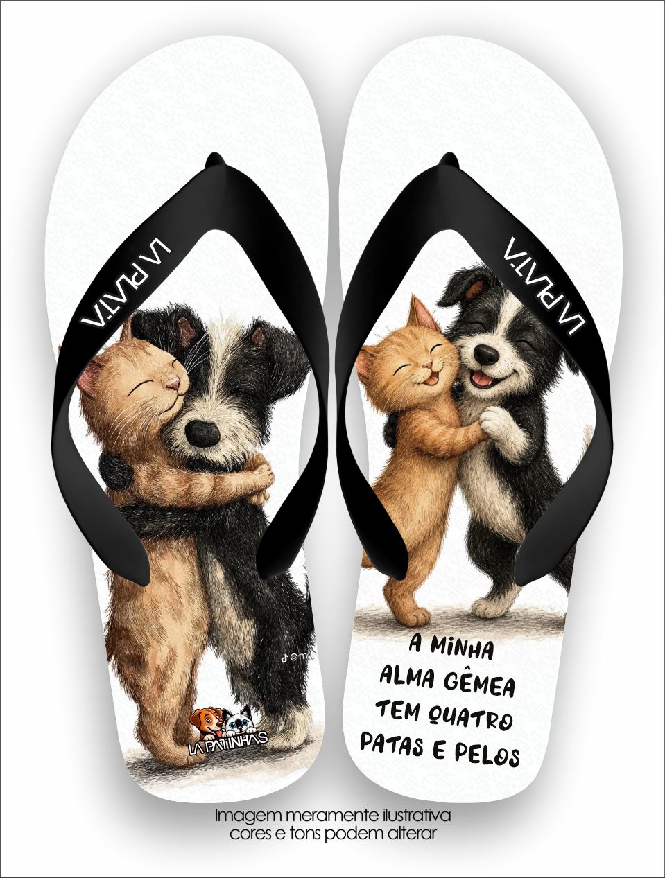Chinelo Tradicional La Patinhas Dogs Alma Gêmea