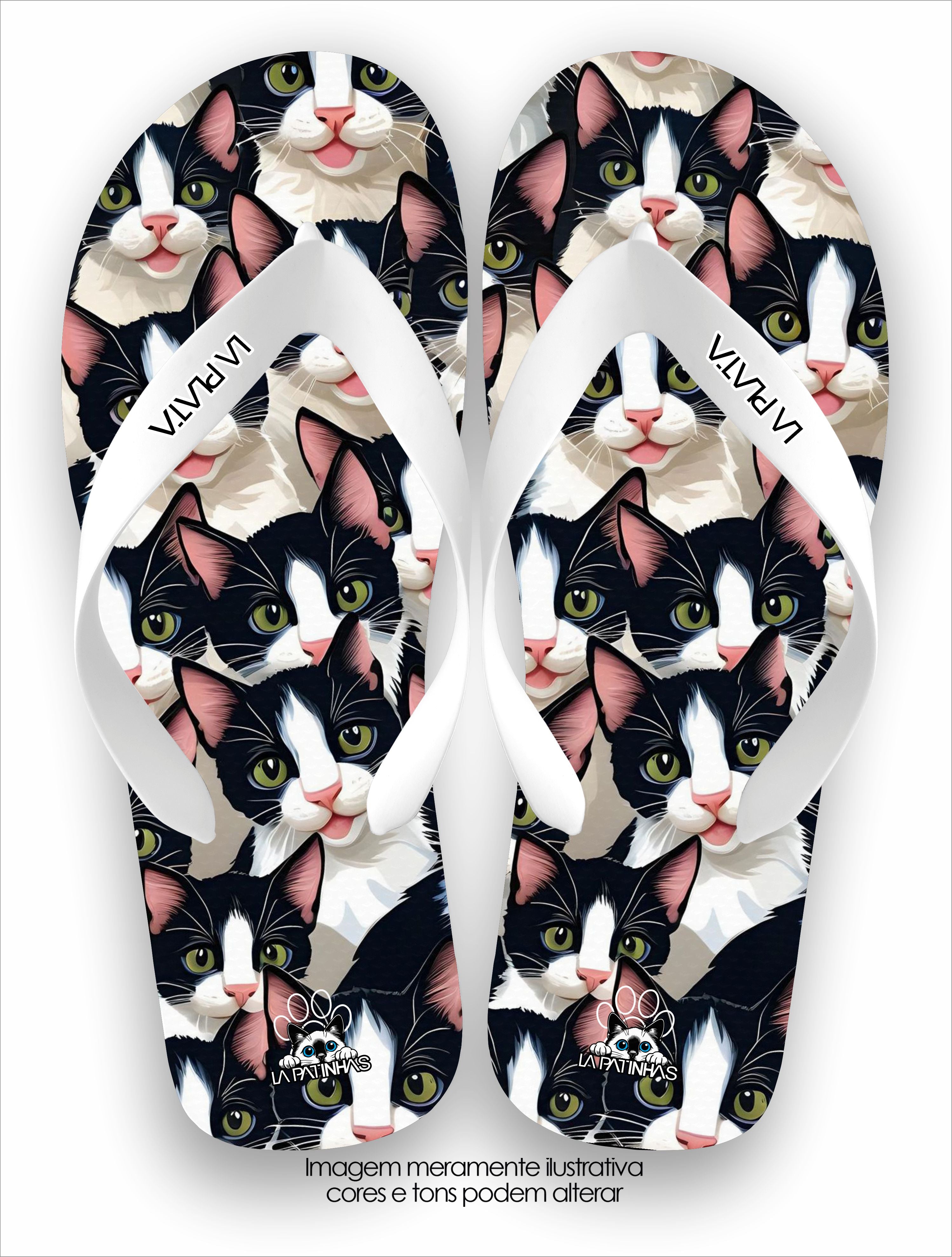 Chinelo Tradicional La Patinhas Cats Estampado