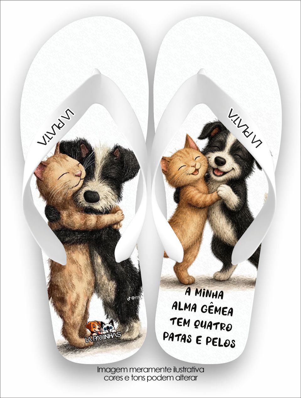 Chinelo Tradicional La Patinhas Dogs Alma Gêmea