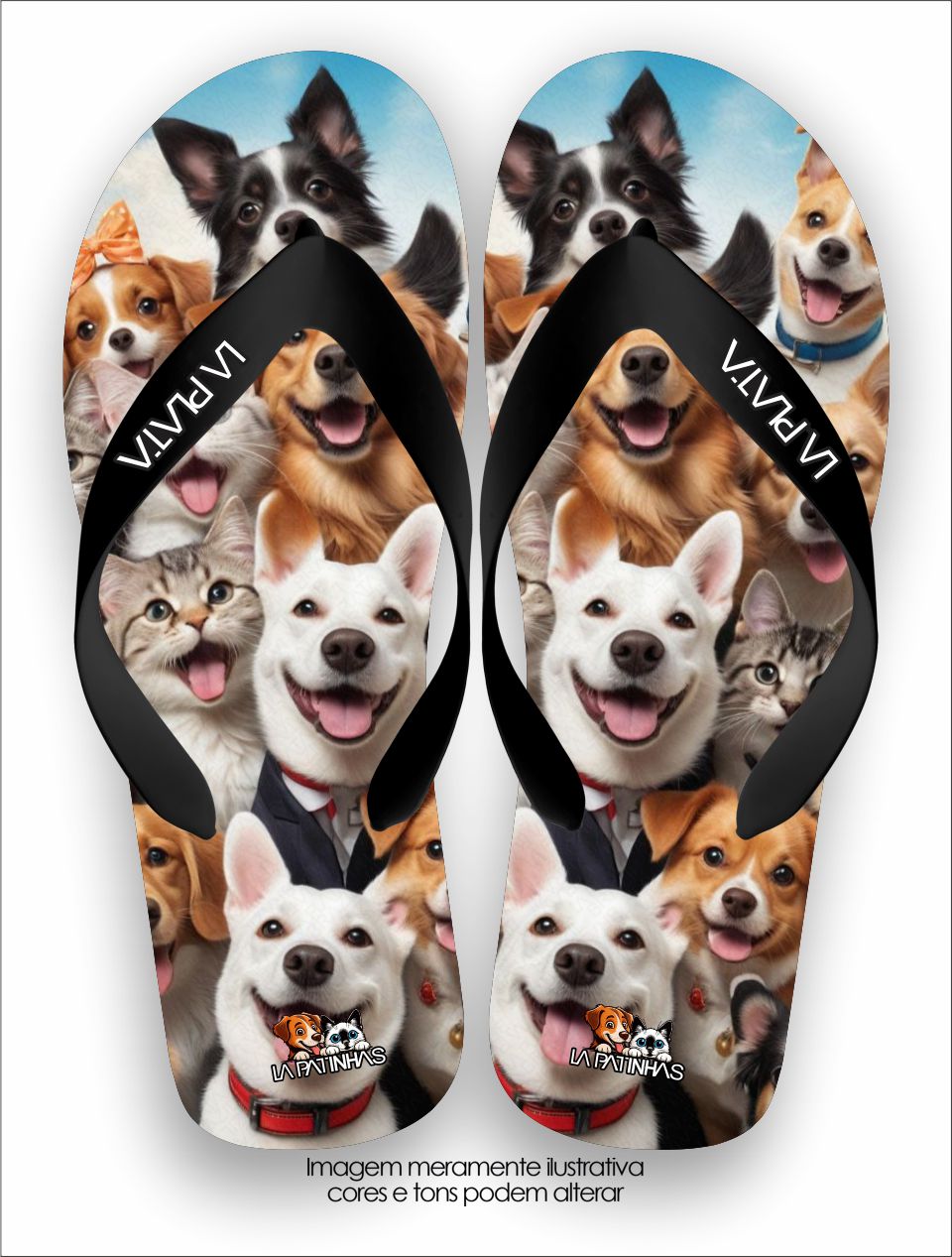 Chinelo Tradicional La Patinhas Dogs Cães & Gatos Família