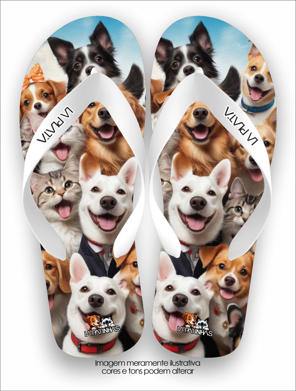 Chinelo Tradicional La Patinhas Dogs Cães & Gatos Família