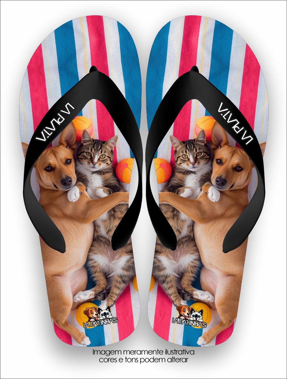 Chinelo Tradicional La Patinhas Dogs Cães & Gatos Colors 01