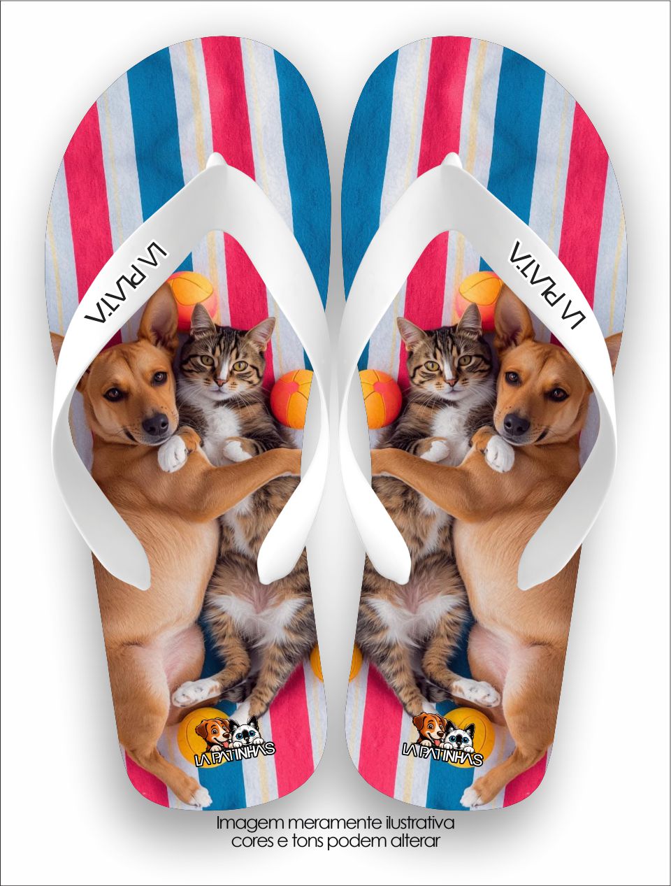 Chinelo Tradicional La Patinhas Dogs Cães & Gatos Colors 01