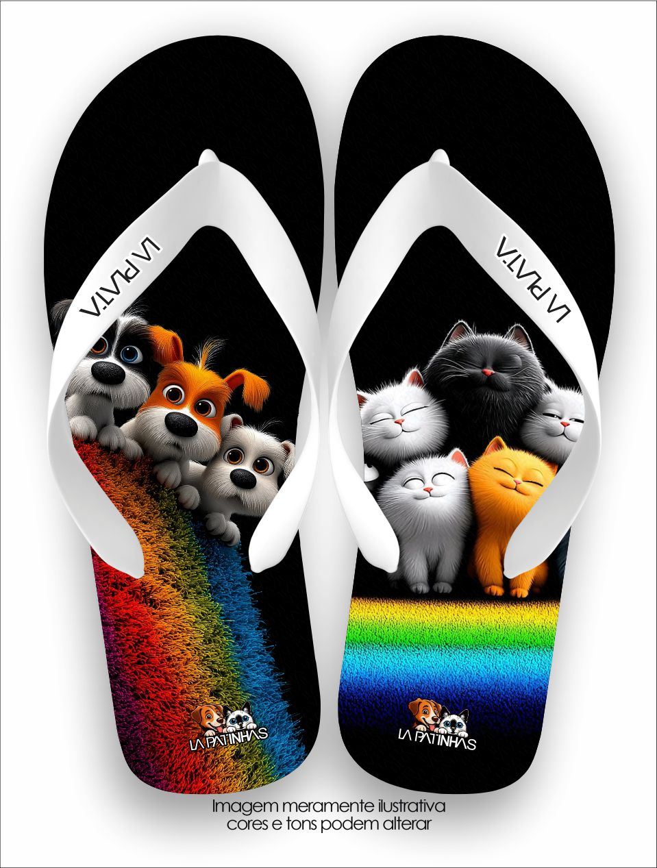 Chinelo Tradicional La Patinhas Dogs Cães & Gatos Colors 02