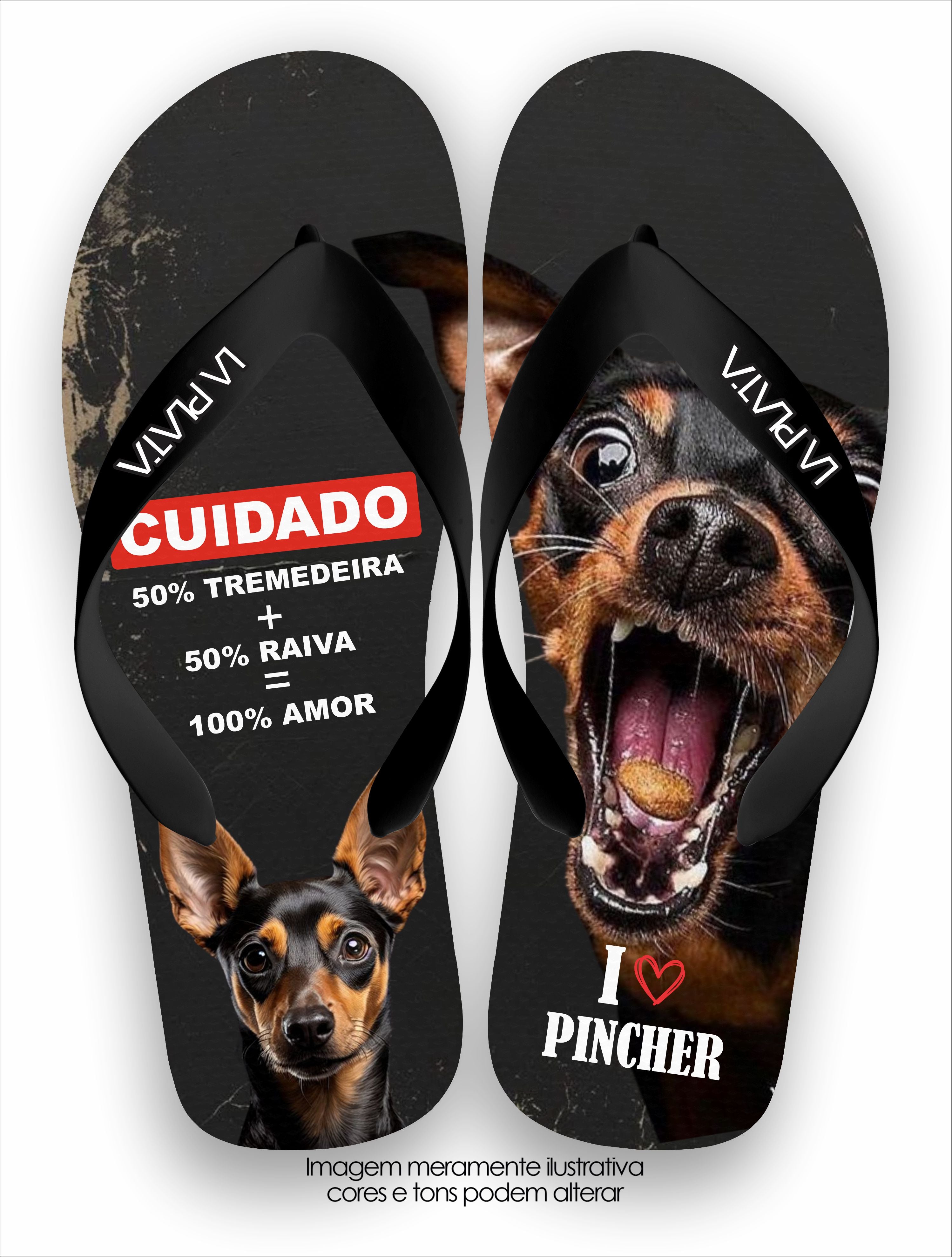 Chinelo Tradicional La Patinhas Dogs I Love Pincher