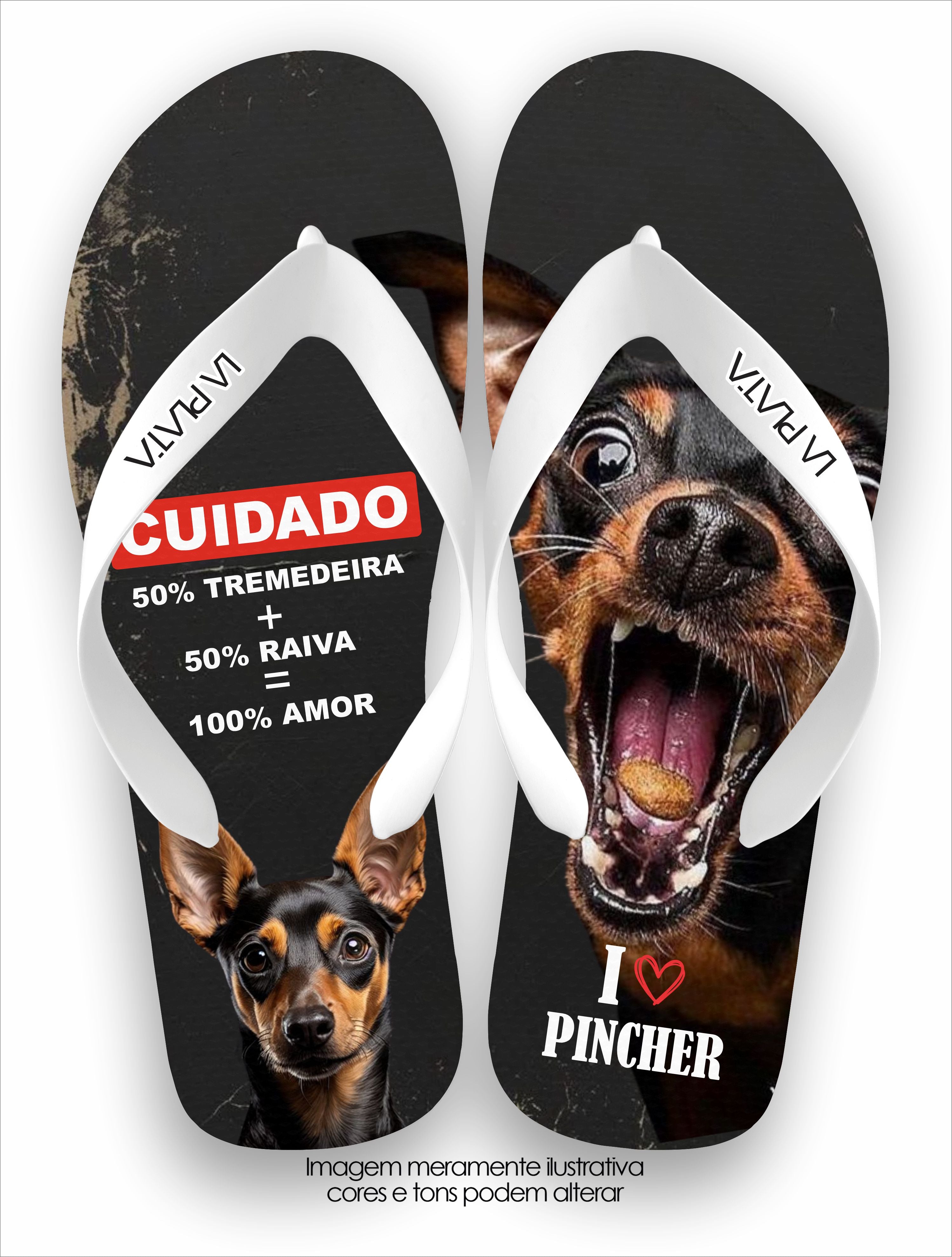 Chinelo Tradicional La Patinhas Dogs I Love Pincher