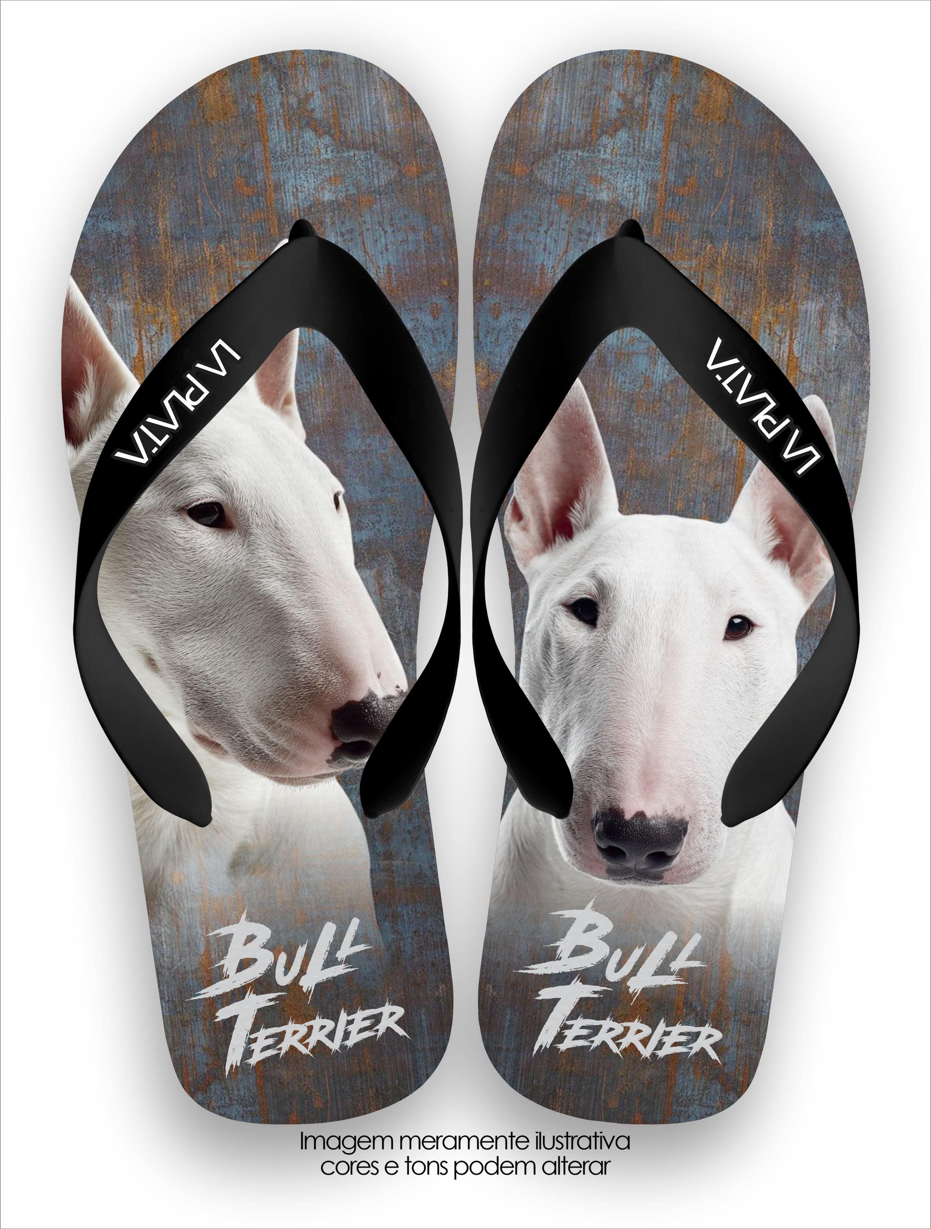 Chinelo Tradicional La Patinhas Dogs Bull Terrier Branco Neve