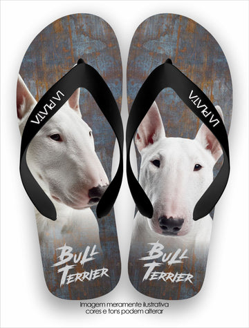 Chinelo Tradicional La Patinhas Dogs Bull Terrier Branco Neve