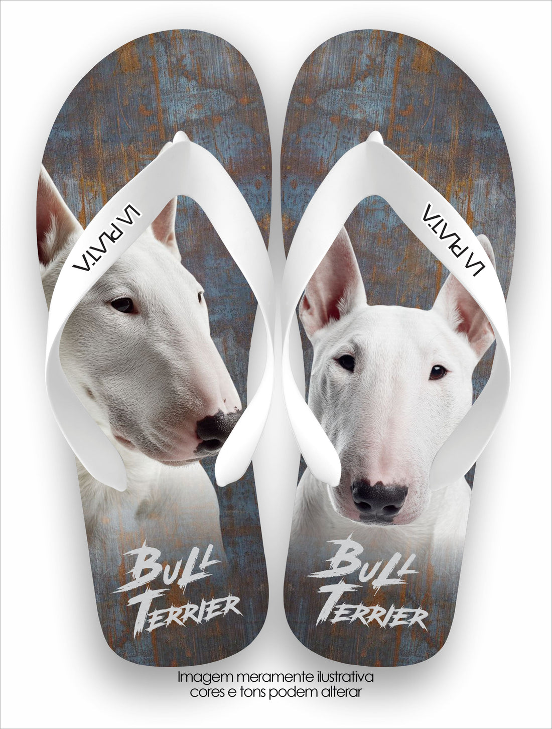 Chinelo Tradicional La Patinhas Dogs Bull Terrier Branco Neve