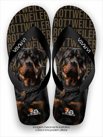 Chinelo Tradicional La Patinhas Dogs Rottweiler Black