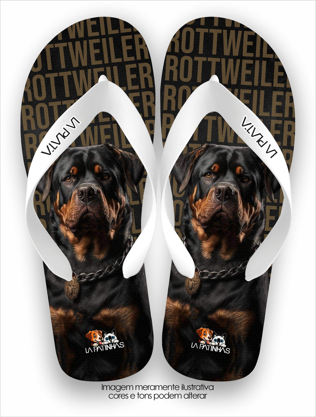 Chinelo Tradicional La Patinhas Dogs Rottweiler Black