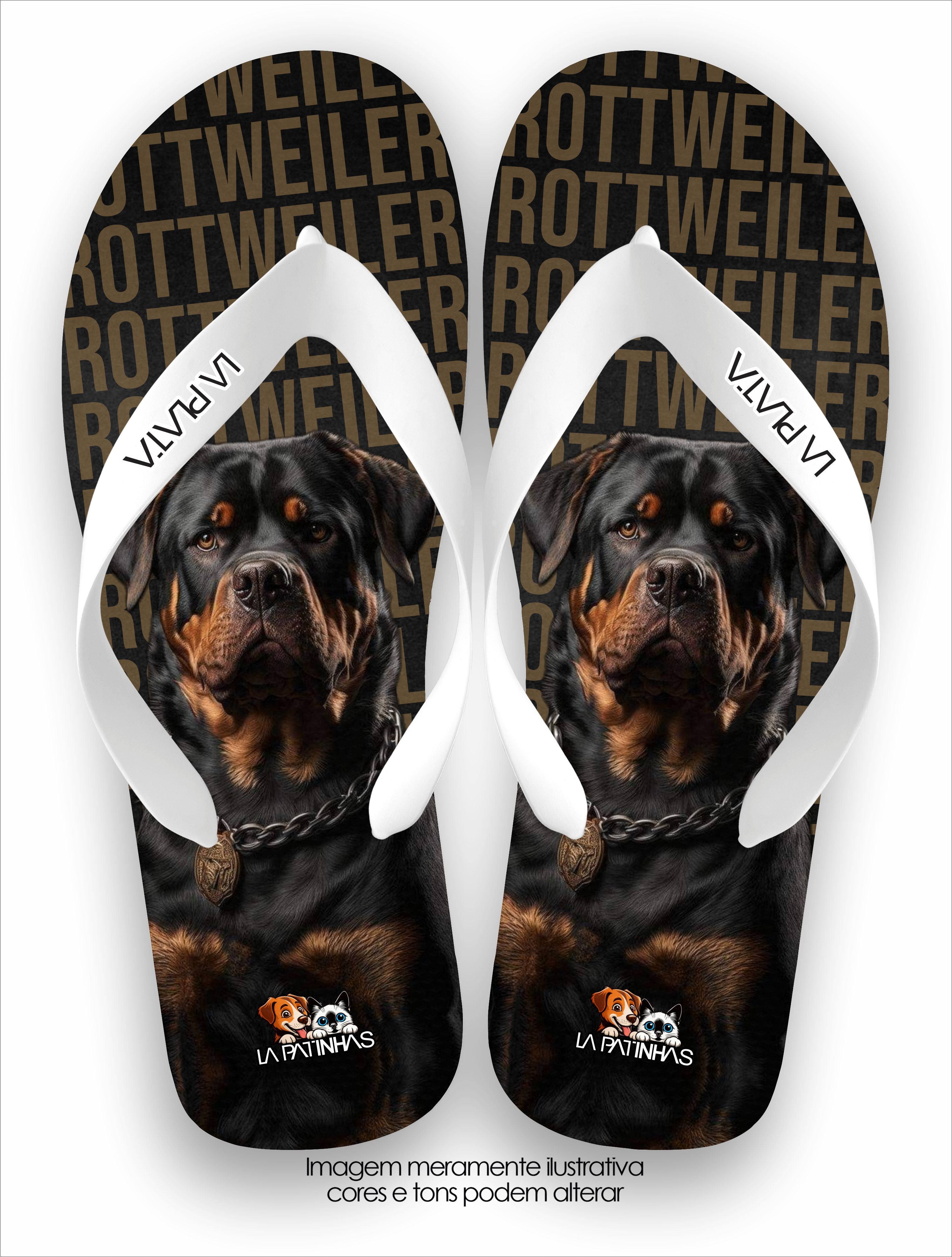 Chinelo Tradicional La Patinhas Dogs Rottweiler Black