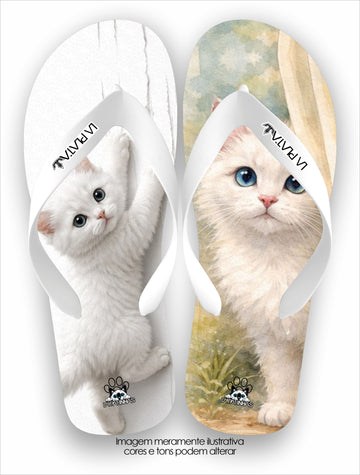 Chinelo Tradicional La Patinhas Cats Gatinho Branco