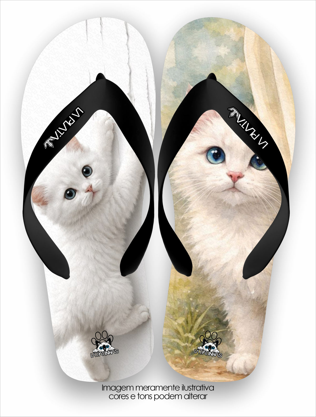 Chinelo Tradicional La Patinhas Cats Gatinho Branco