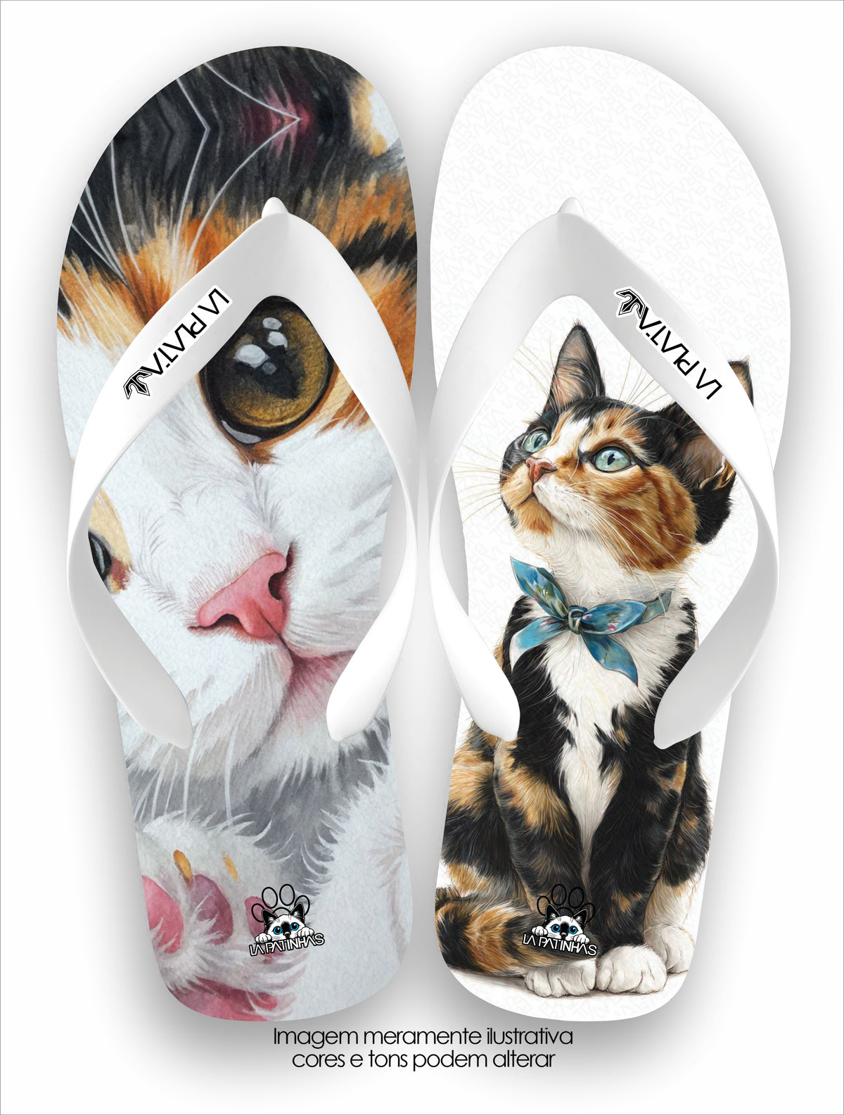 Chinelo Tradicional La Patinhas Cats Gatinho Laço Azul