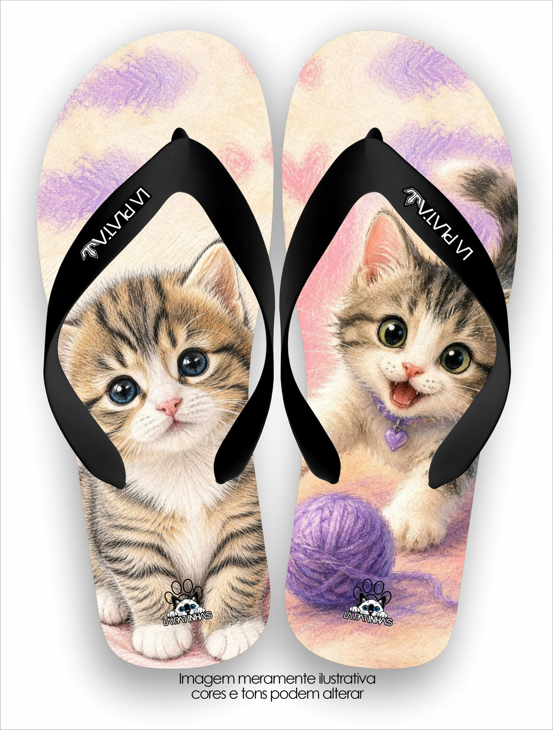 Chinelo Tradicional La Patinhas Cats Gatinho Novelo de Lã