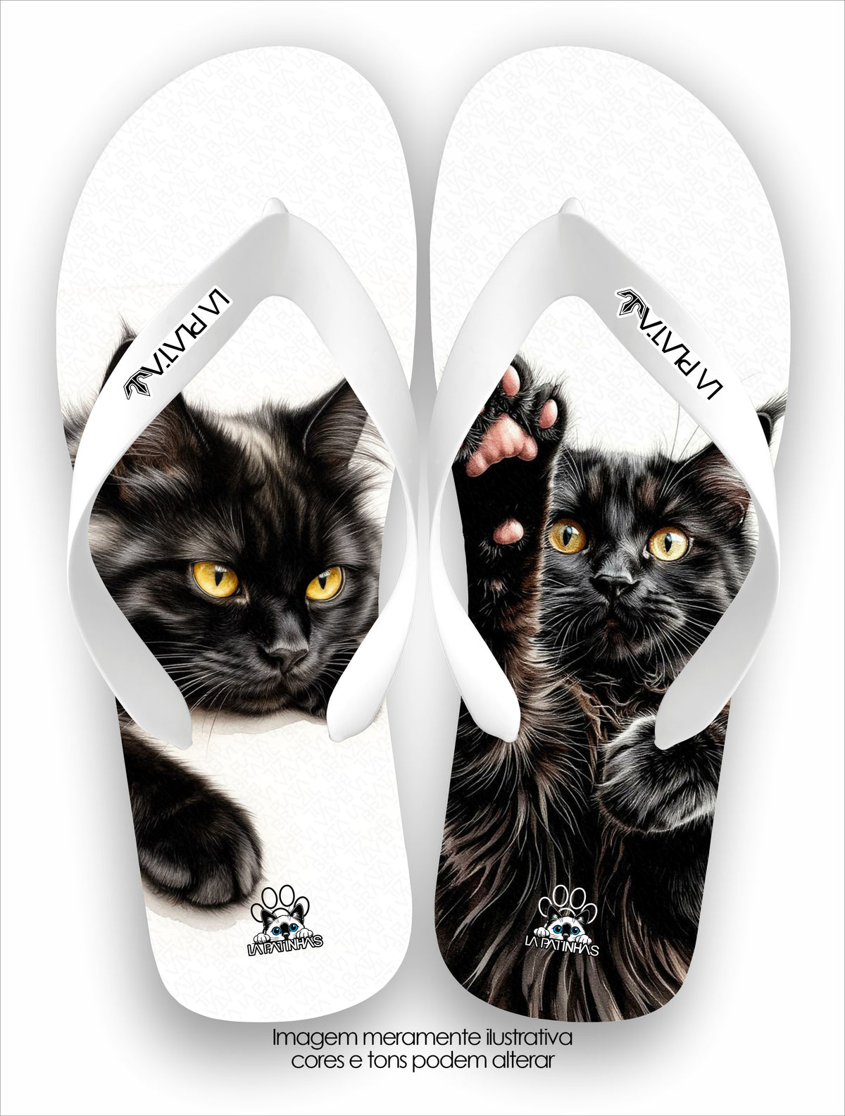 Chinelo Tradicional La Patinhas Cats Gato Preto