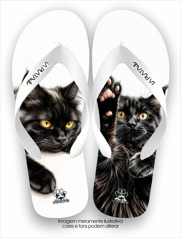 Chinelo Tradicional La Patinhas Cats Gato Preto