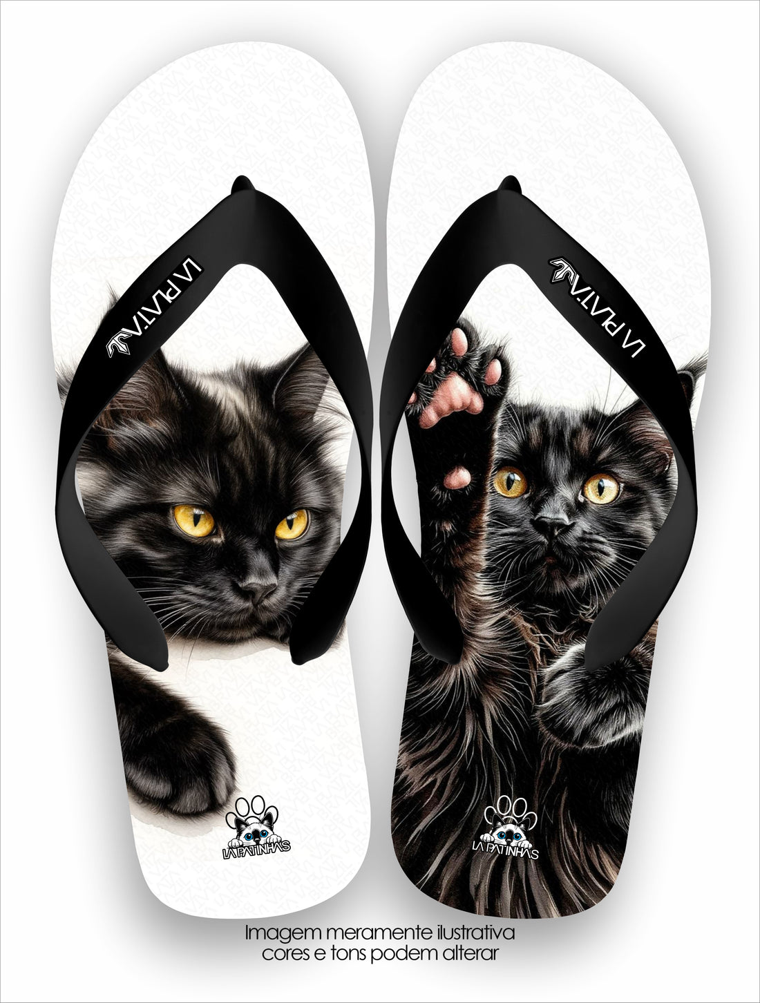 Chinelo Tradicional La Patinhas Cats Gato Preto