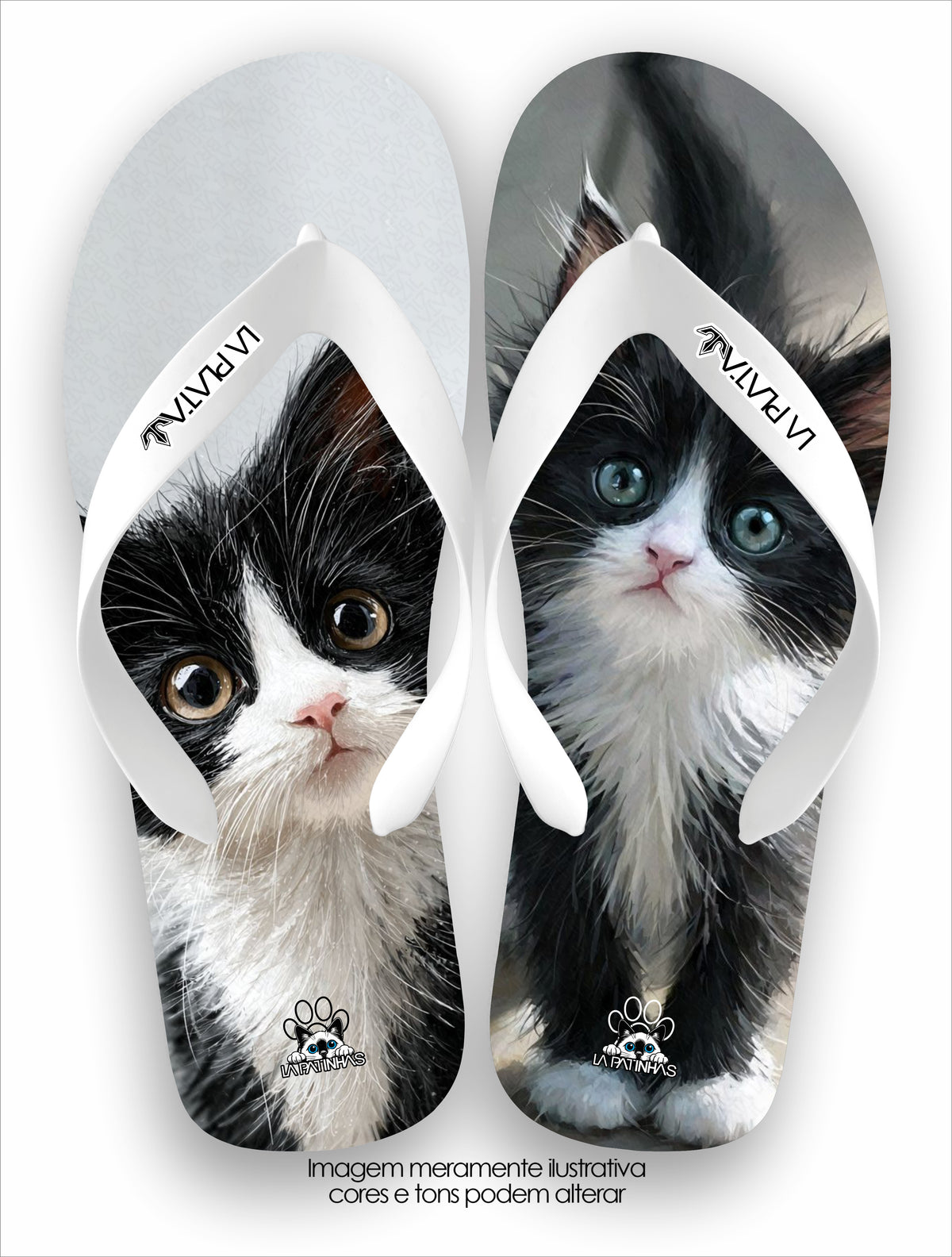 Chinelo Tradicional La Patinhas Cats Gato Preto e Branco