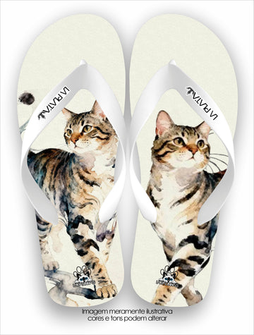 Chinelo Tradicional La Patinhas Cats Gato Rajado