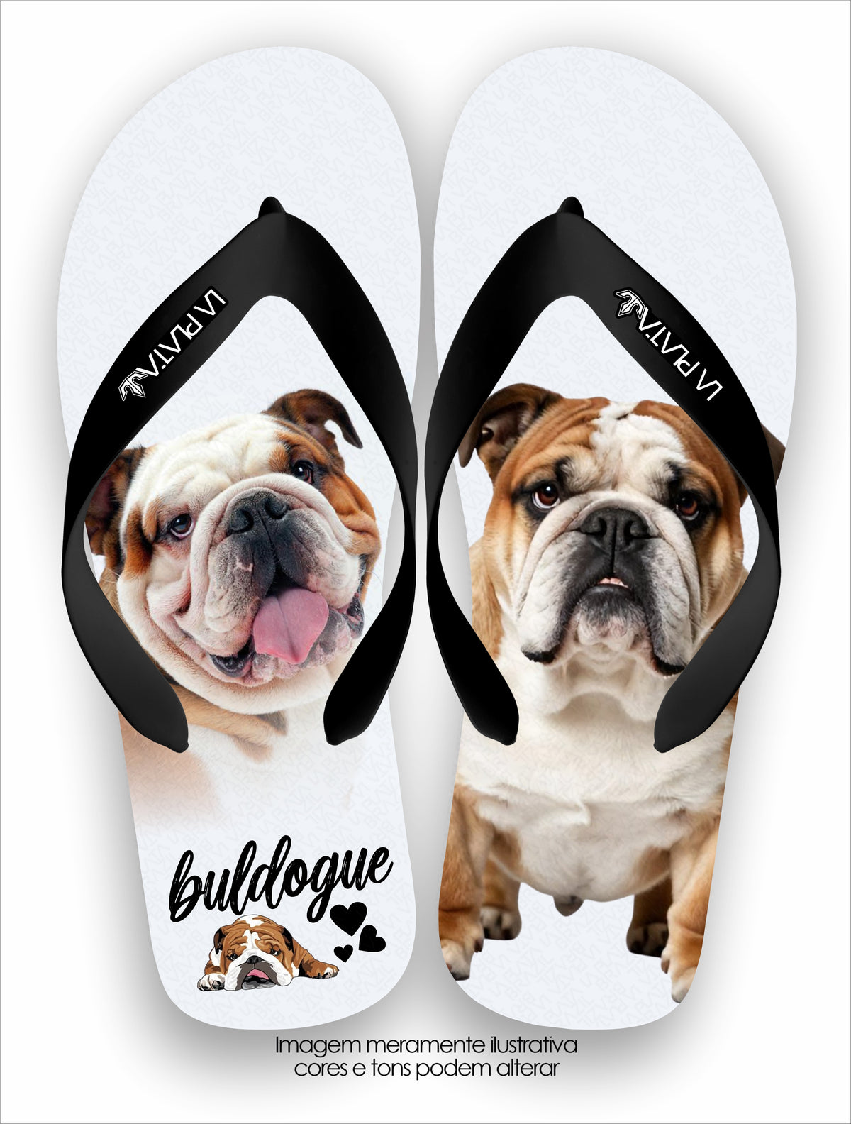 Chinelo Tradicional La Patinhas Dogs Buldogue Inglês
