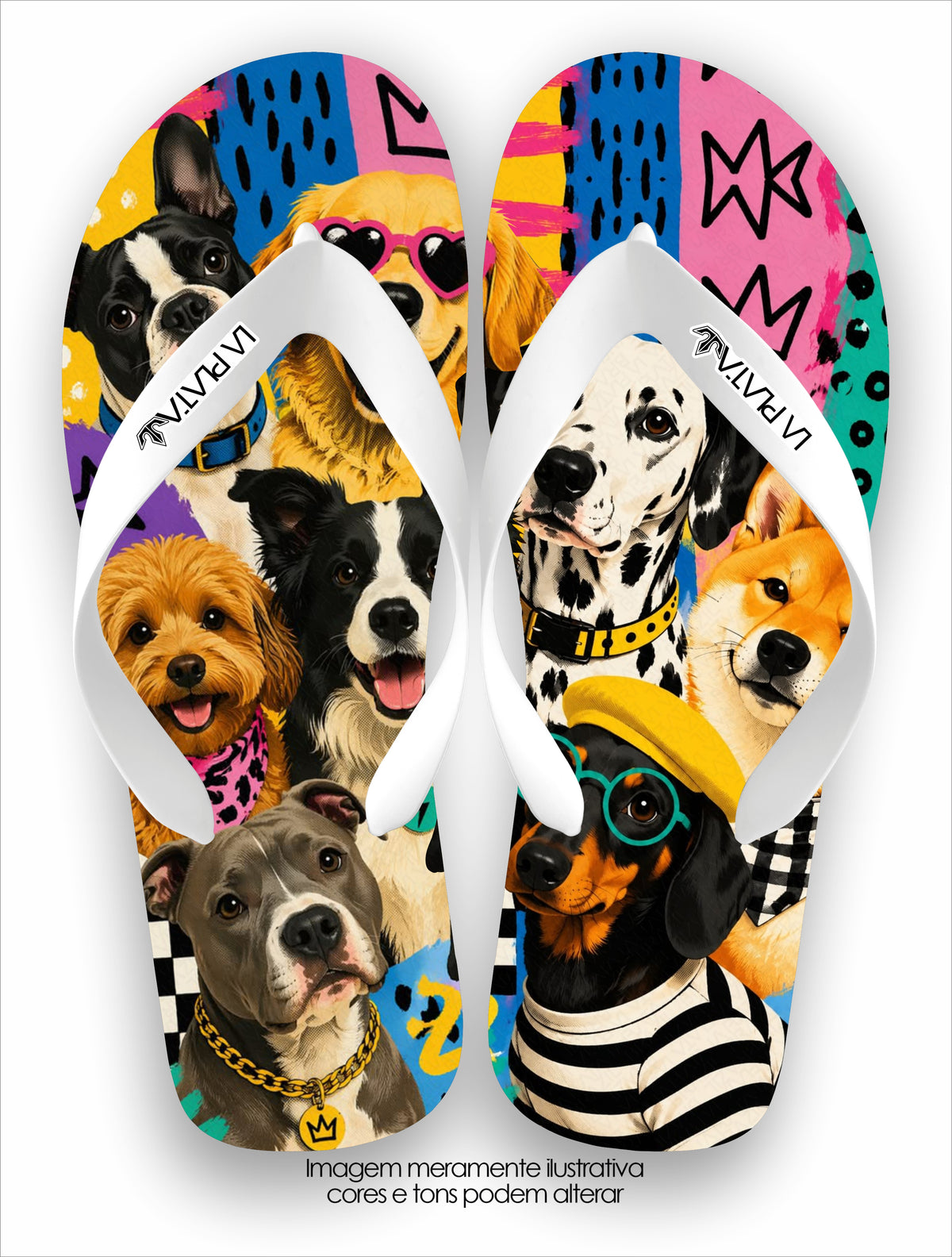 Chinelo Tradicional La Patinhas Dogs Cachorros Pop Art