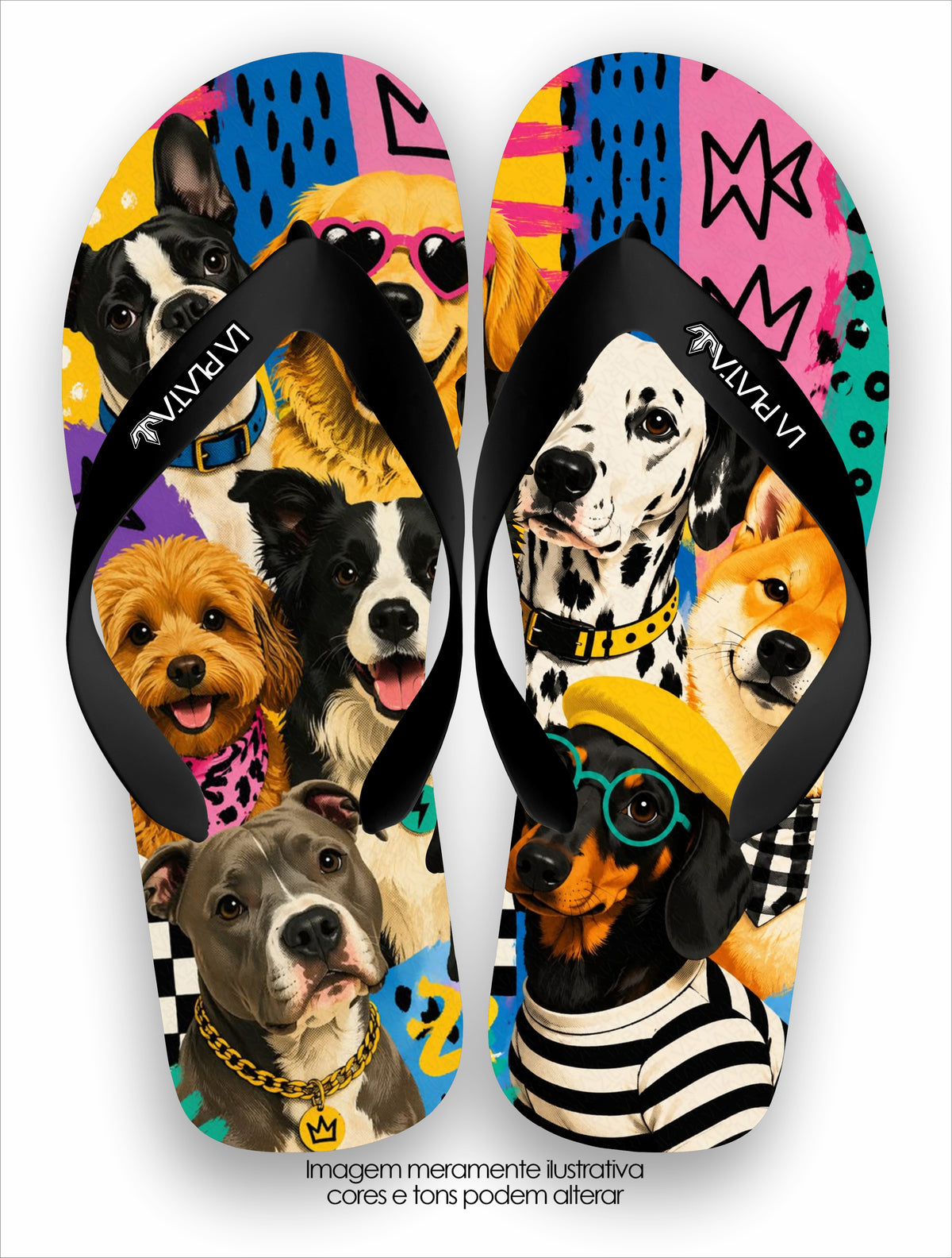 Chinelo Tradicional La Patinhas Dogs Cachorros Pop Art