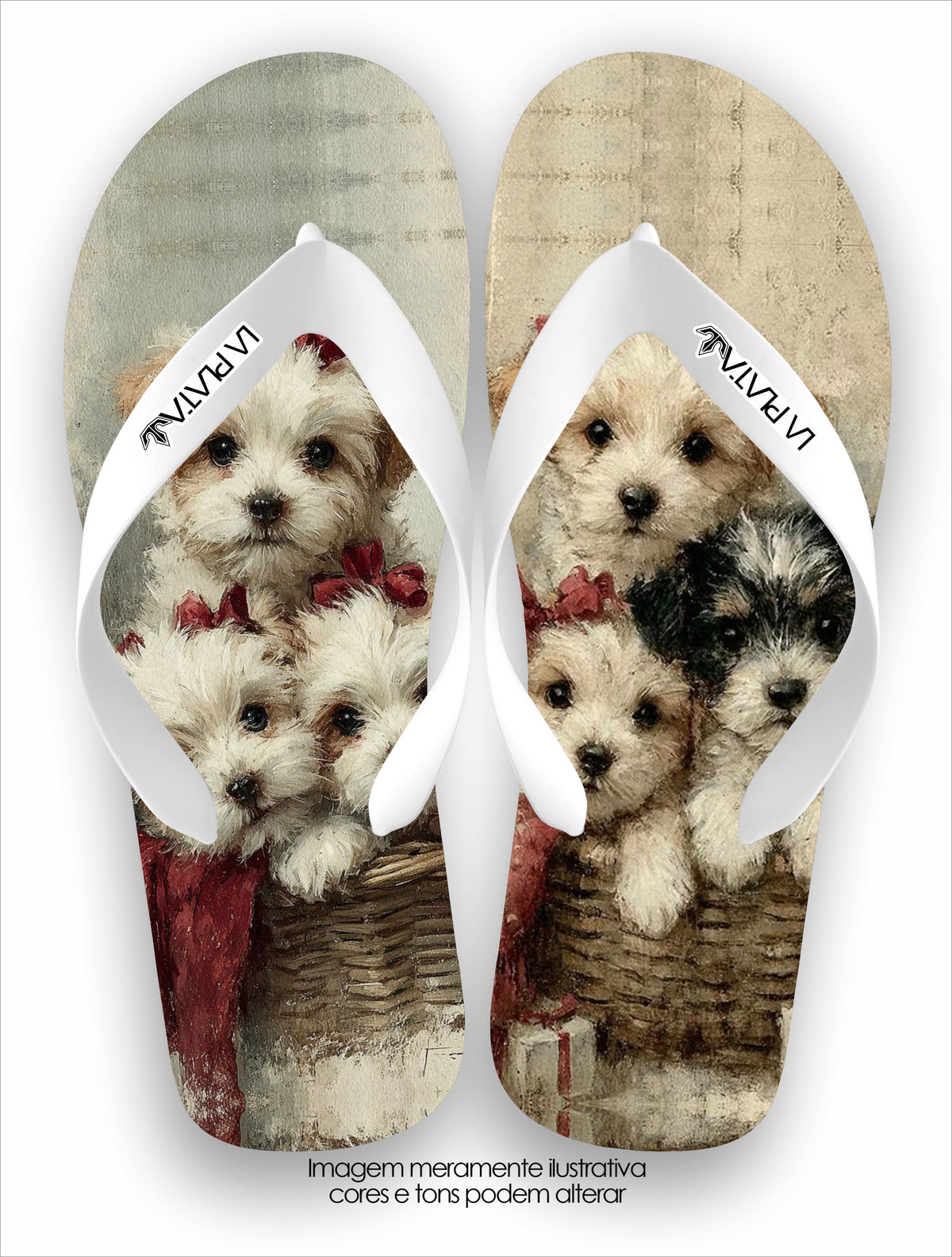 Chinelo Tradicional La Patinhas Dogs Filhotes na Cesta