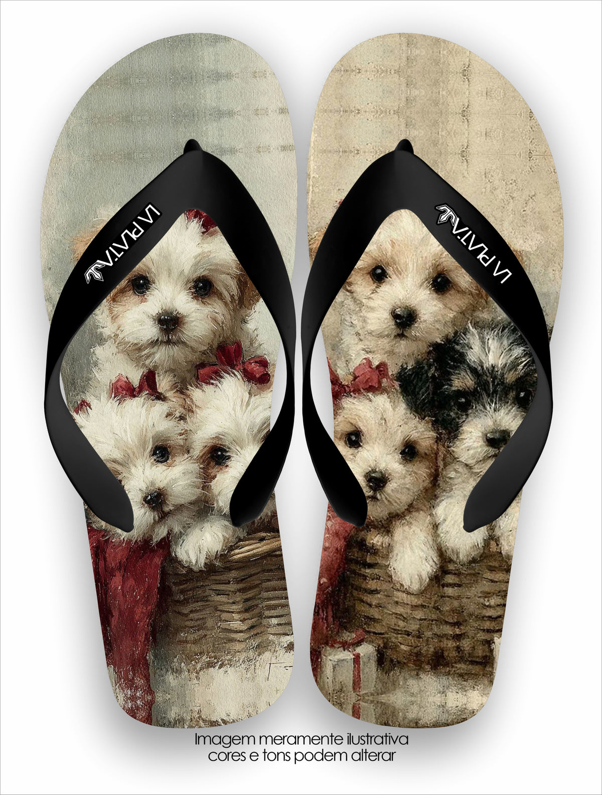 Chinelo Tradicional La Patinhas Dogs Filhotes na Cesta
