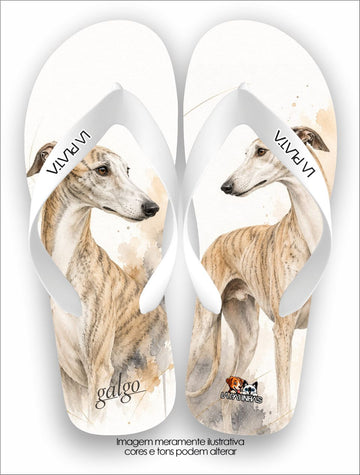 Chinelo Tradicional La Patinhas Dogs Galgo Aquarela