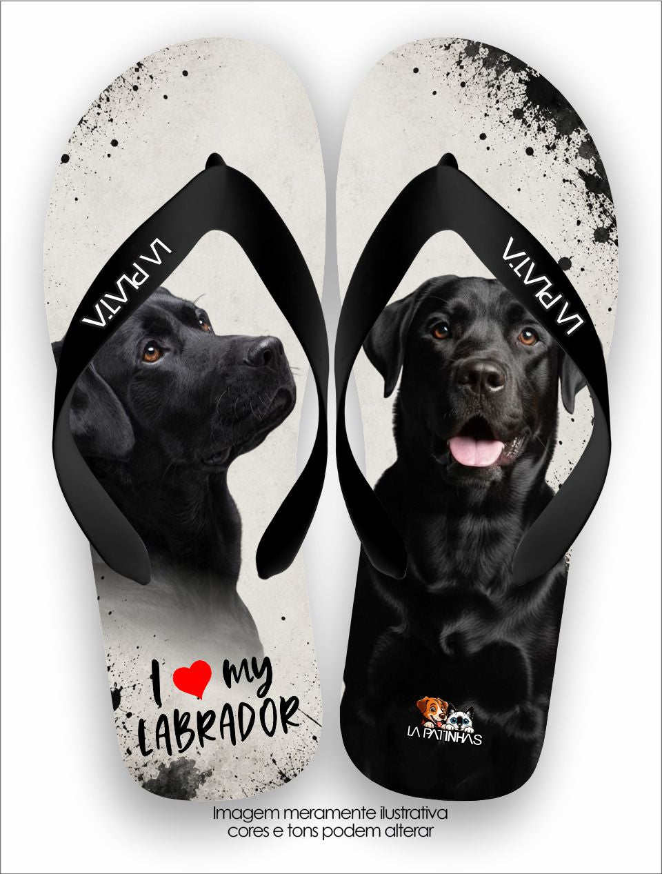 Chinelo Tradicional La Patinhas Dogs Labrador Preto Foto