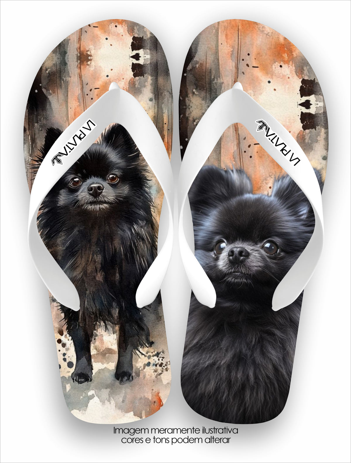 Chinelo Tradicional La Patinhas Dogs Lulu da Pomerânia Preto