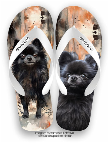 Chinelo Tradicional La Patinhas Dogs Lulu da Pomerânia Preto
