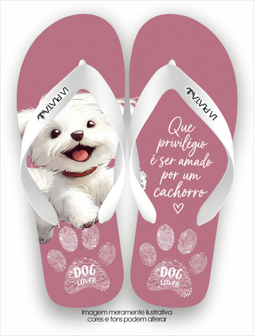 Chinelo Tradicional La Patinhas Dogs Maltês Dog Lover