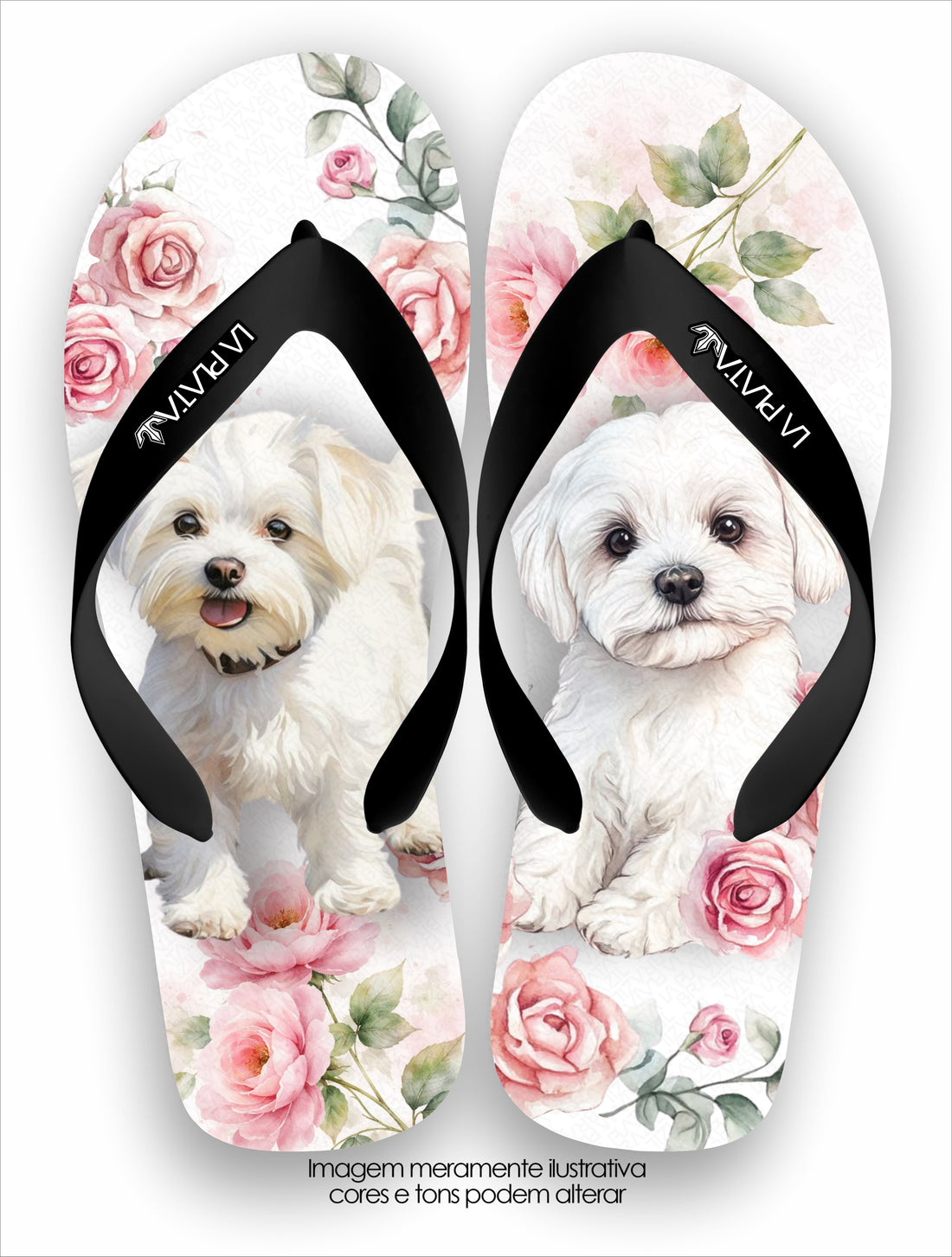 Chinelo Tradicional La Patinhas Dogs Maltês Floral