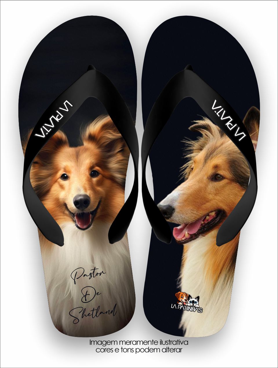 Chinelo Tradicional La Patinhas Dogs Pastor de Shetland