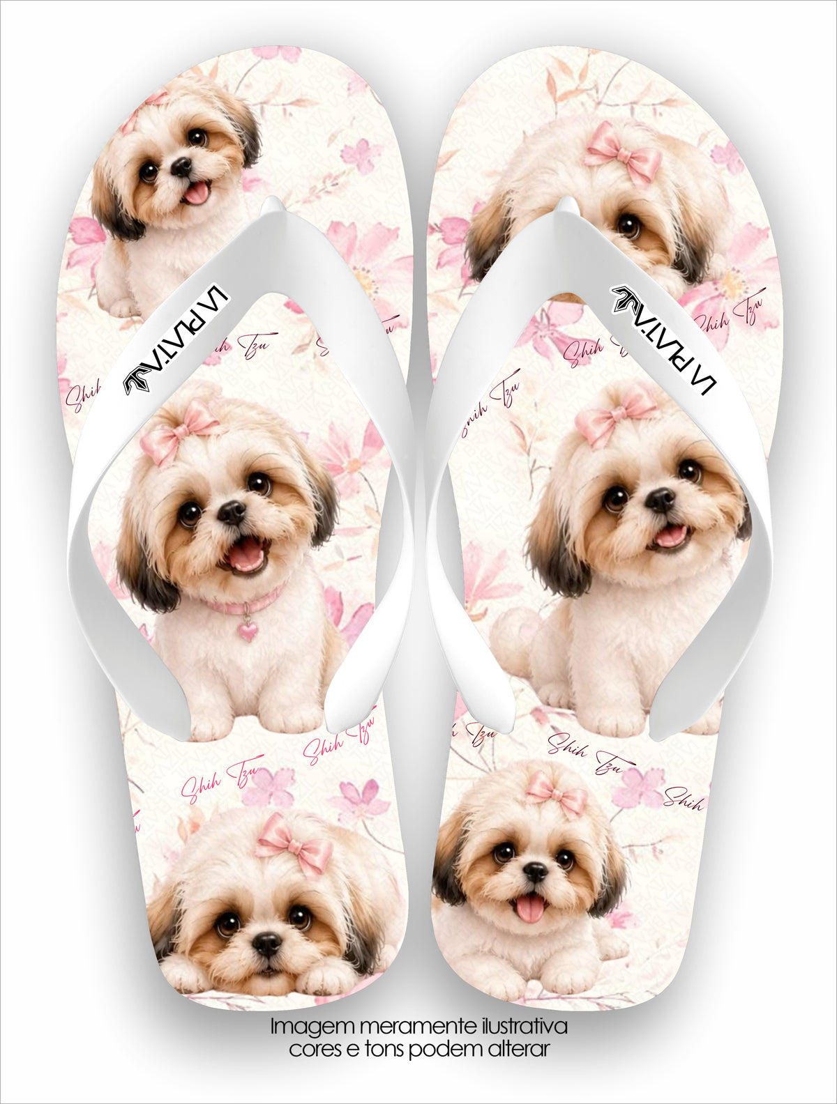 Chinelo Tradicional La Patinhas Dogs Shih Tzu Floral