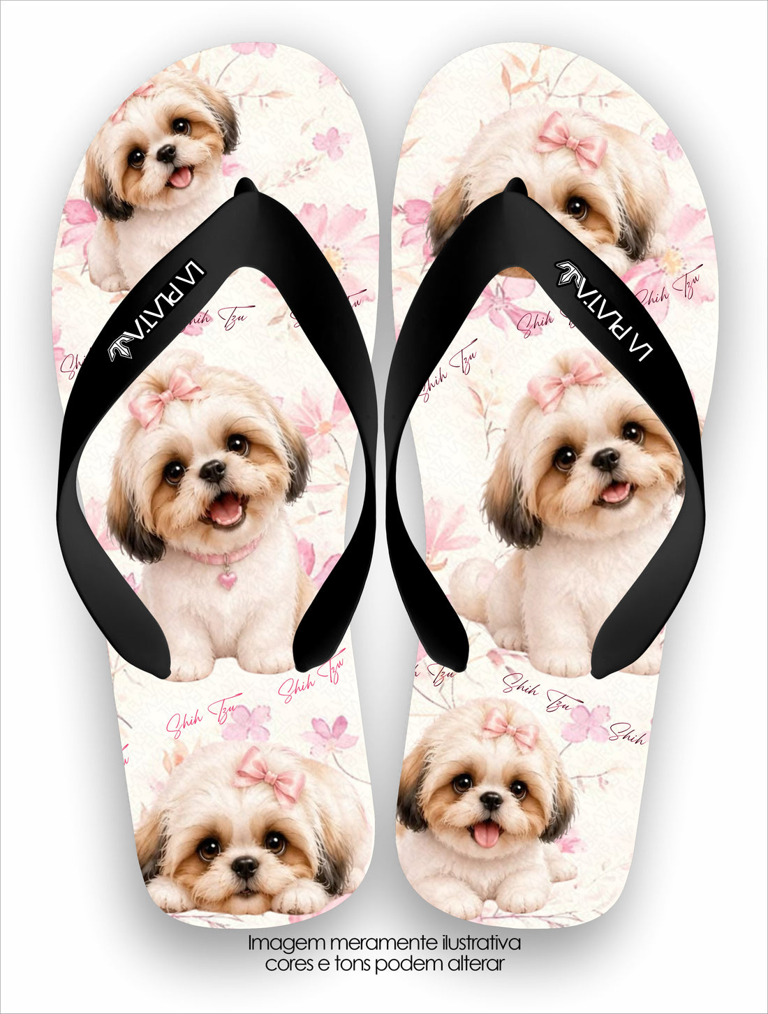 Chinelo Tradicional La Patinhas Dogs Shih Tzu Floral