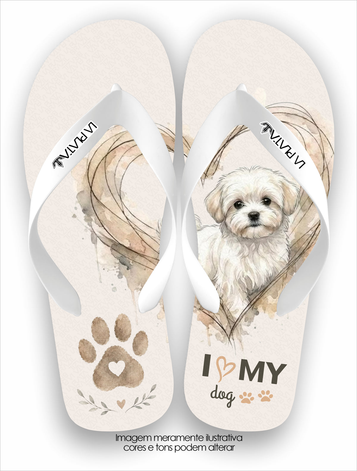 Chinelo Tradicional La Patinhas Dogs Shih Tzu I Love My Dog