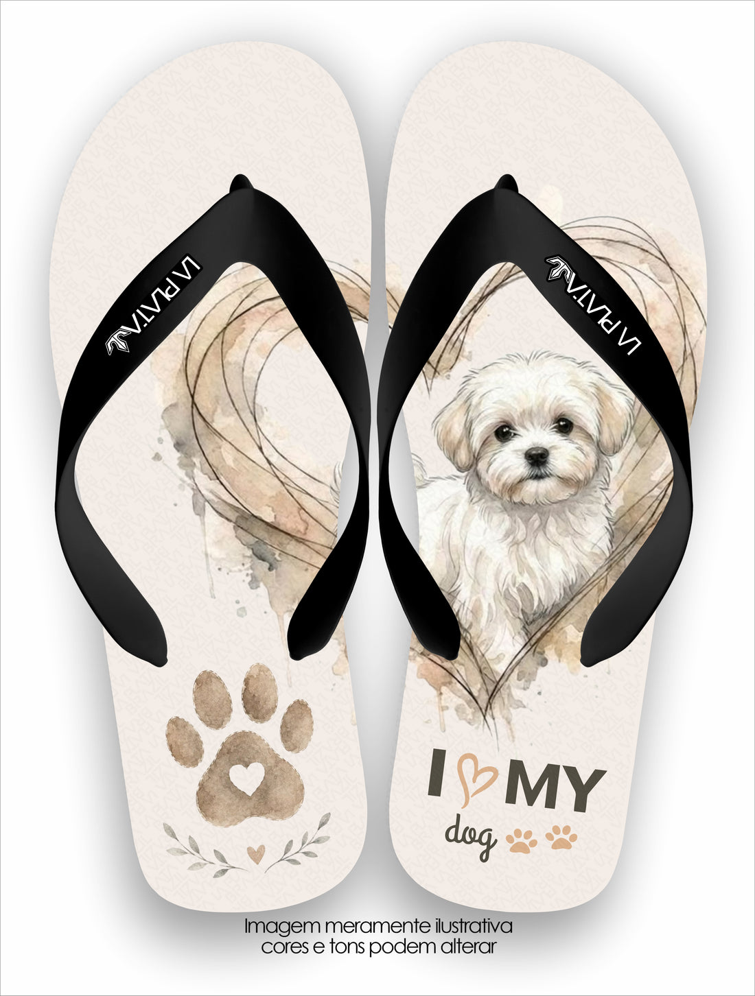 Chinelo Tradicional La Patinhas Dogs Shih Tzu I Love My Dog