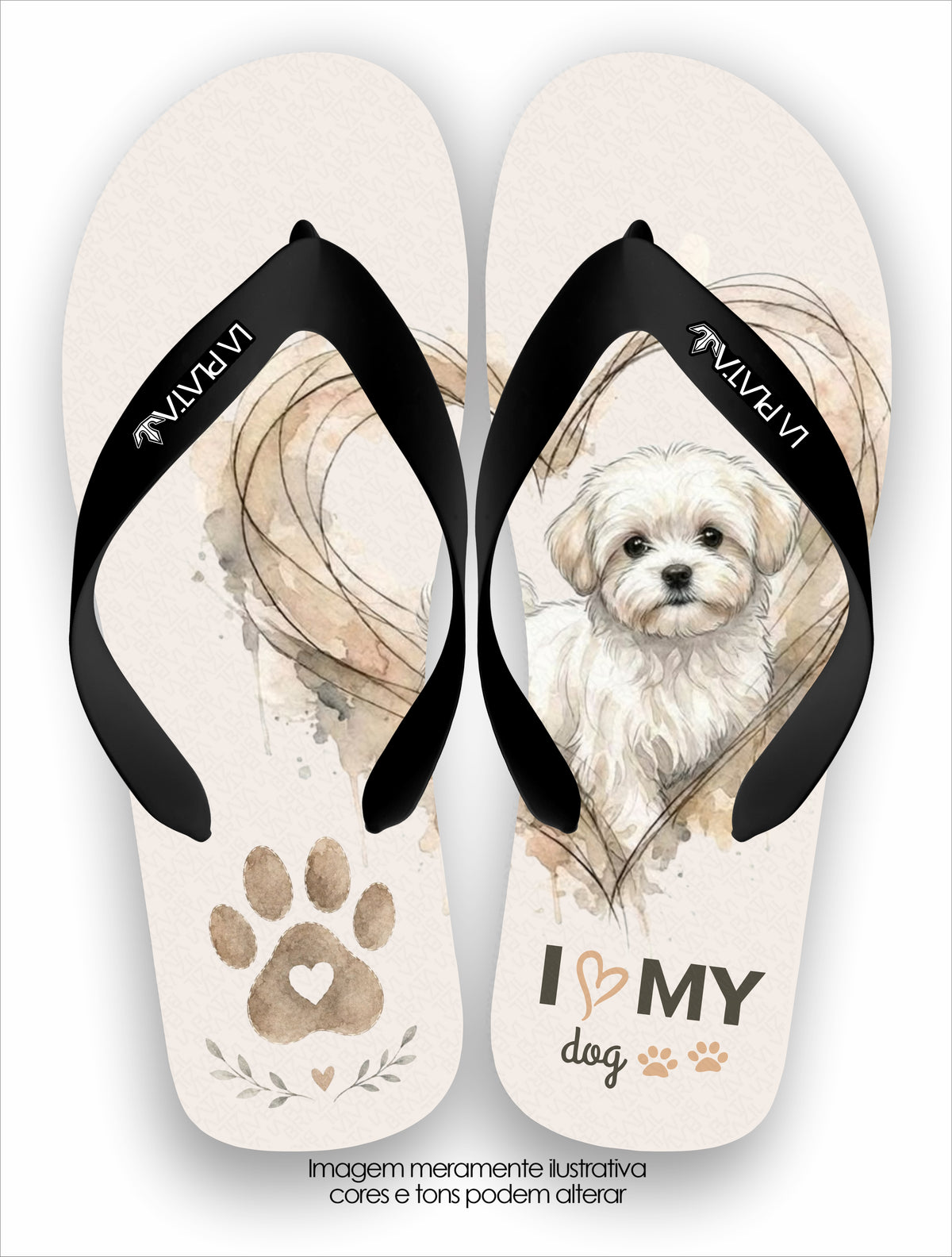 Chinelo Tradicional La Patinhas Dogs Shih Tzu I Love My Dog