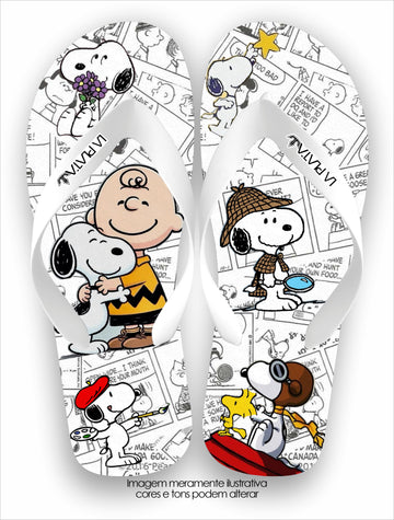 Chinelo Tradicional La Patinhas Dogs Snoopy e Charlie Brown