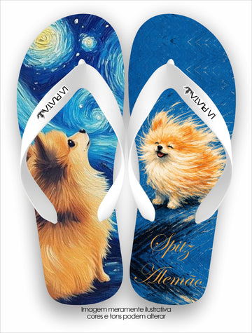 Chinelo Tradicional La Patinhas Dogs Spitz Alemão Van Gogh