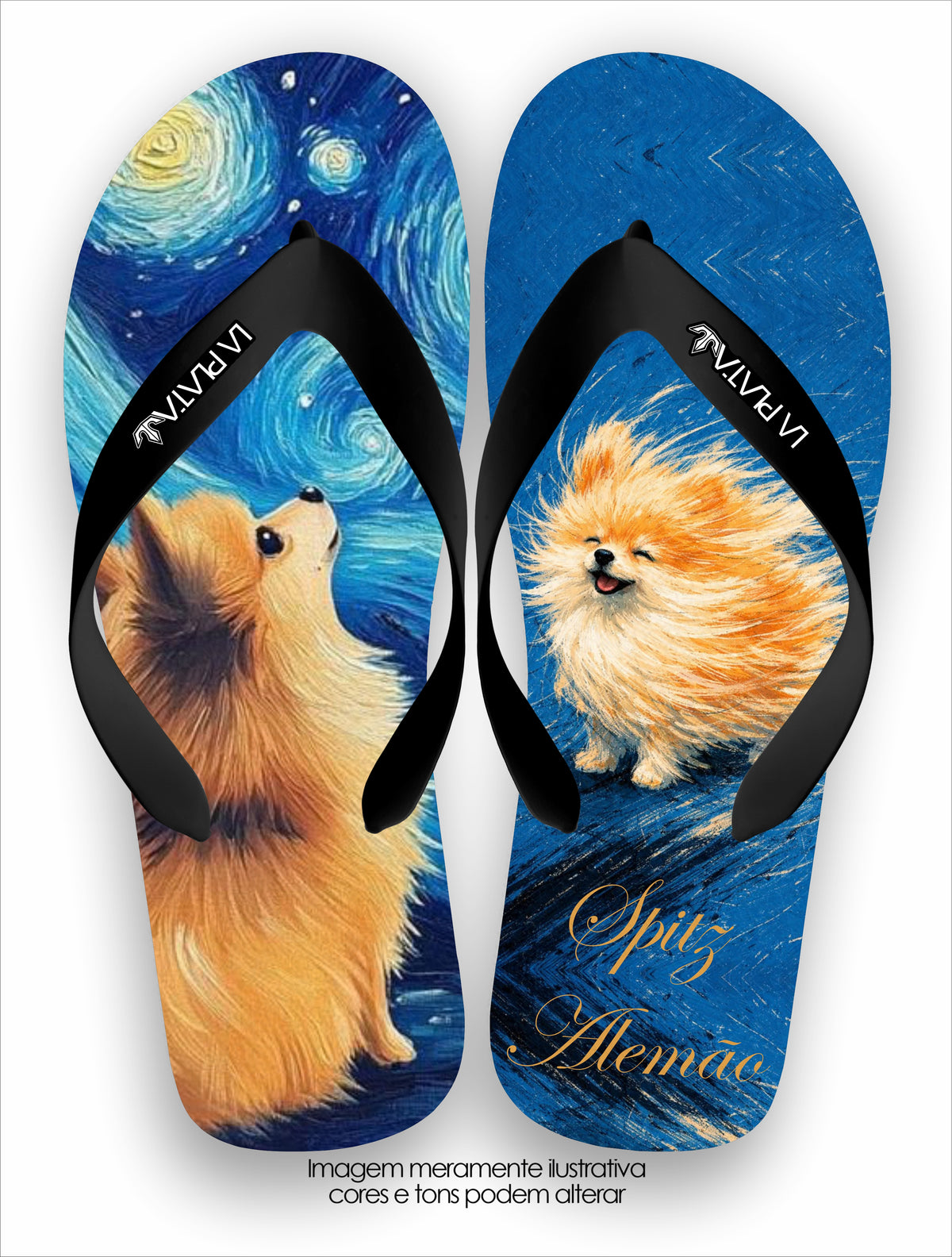 Chinelo Tradicional La Patinhas Dogs Spitz Alemão Van Gogh